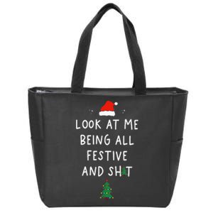 Funny Christmas Tree Look At Me Being All Festive Zip Tote Bag