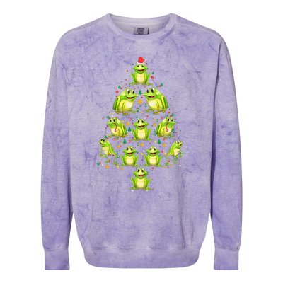 Frog Christmas Tree Funny Xmas Tree For Frog Lovers Colorblast Crewneck Sweatshirt