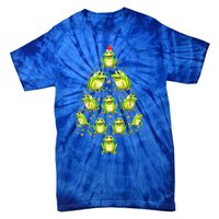 Frog Christmas Tree Funny Xmas Tree For Frog Lovers Tie-Dye T-Shirt