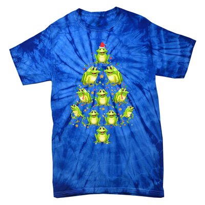 Frog Christmas Tree Funny Xmas Tree For Frog Lovers Tie-Dye T-Shirt