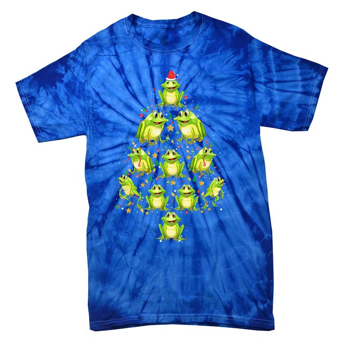 Frog Christmas Tree Funny Xmas Tree For Frog Lovers Tie-Dye T-Shirt