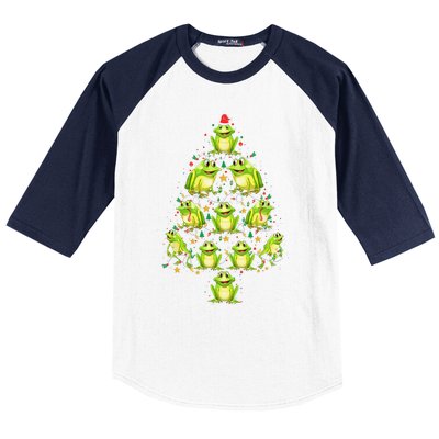 Frog Christmas Tree Funny Xmas Tree For Frog Lovers Baseball Sleeve Shirt