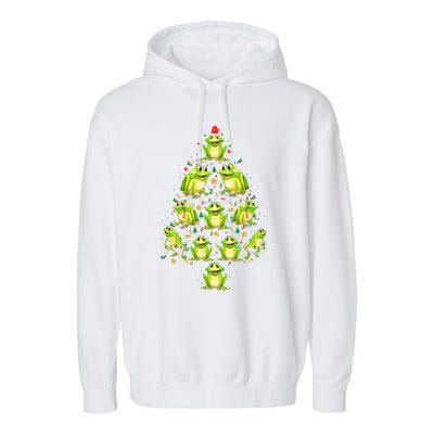 Frog Christmas Tree Funny Xmas Tree For Frog Lovers Garment-Dyed Fleece Hoodie