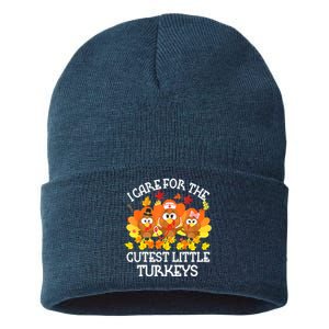 Funny Cute Thanksgiving I Care For The St Little Turkeys NICU Sustainable Knit Beanie