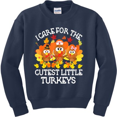 Funny Cute Thanksgiving I Care For The St Little Turkeys NICU Kids Sweatshirt