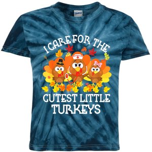 Funny Cute Thanksgiving I Care For The St Little Turkeys NICU Kids Tie-Dye T-Shirt