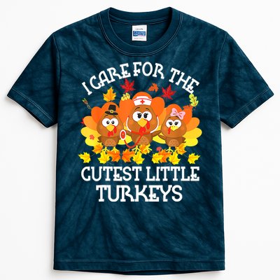 Funny Cute Thanksgiving I Care For The St Little Turkeys NICU Kids Tie-Dye T-Shirt