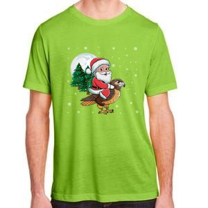 Funny Christmas Tree Lights Santa Claus Riding Hawk Adult ChromaSoft Performance T-Shirt