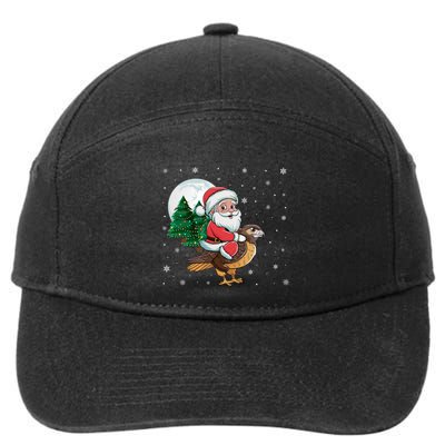 Funny Christmas Tree Lights Santa Claus Riding Hawk 7-Panel Snapback Hat