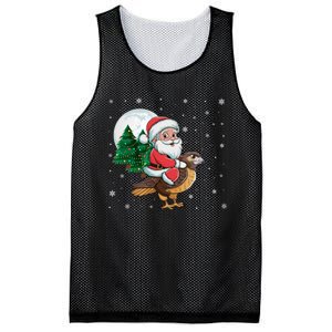 Funny Christmas Tree Lights Santa Claus Riding Hawk Mesh Reversible Basketball Jersey Tank