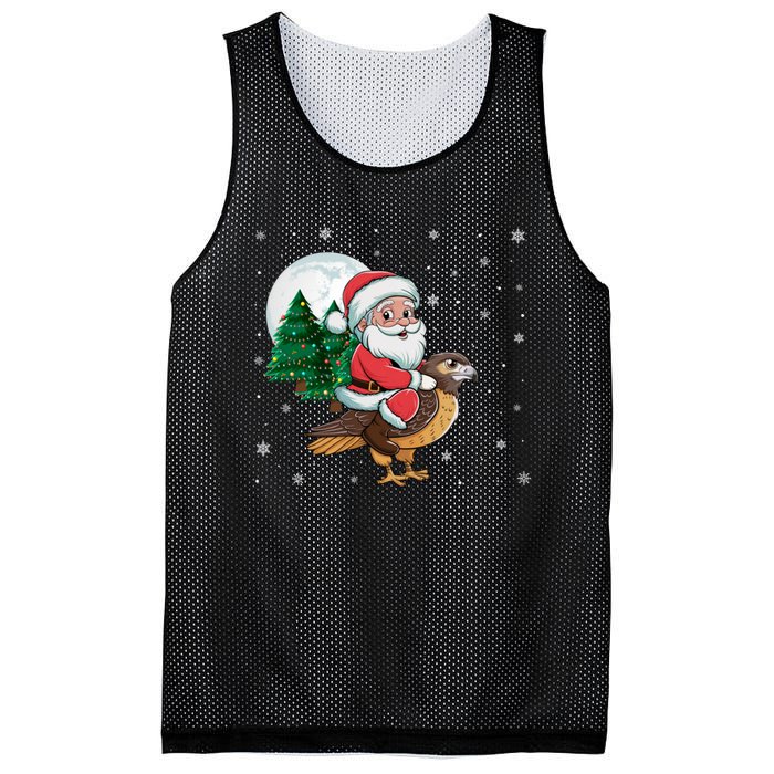 Funny Christmas Tree Lights Santa Claus Riding Hawk Mesh Reversible Basketball Jersey Tank