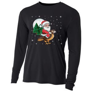 Funny Christmas Tree Lights Santa Claus Riding Hawk Cooling Performance Long Sleeve Crew