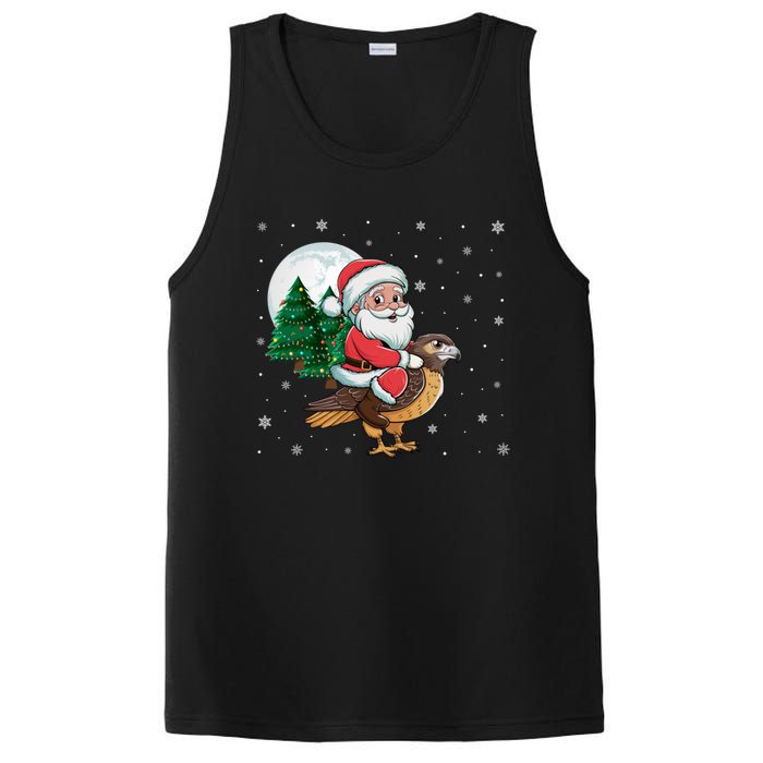 Funny Christmas Tree Lights Santa Claus Riding Hawk PosiCharge Competitor Tank