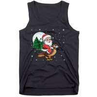 Funny Christmas Tree Lights Santa Claus Riding Hawk Tank Top