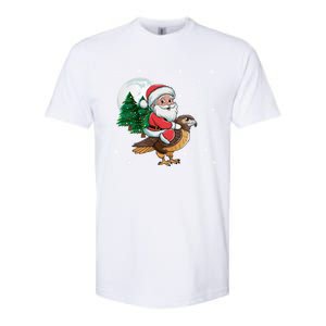 Funny Christmas Tree Lights Santa Claus Riding Hawk Softstyle CVC T-Shirt