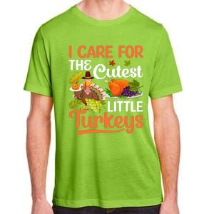 Funny Cute Thanksgiving I Care For The St Little Turkeys Adult ChromaSoft Performance T-Shirt