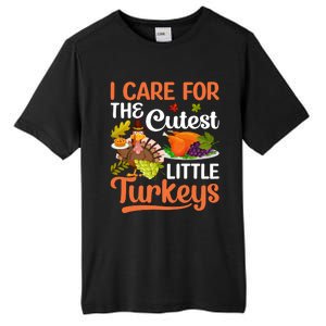 Funny Cute Thanksgiving I Care For The St Little Turkeys Tall Fusion ChromaSoft Performance T-Shirt