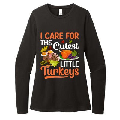 Funny Cute Thanksgiving I Care For The St Little Turkeys Womens CVC Long Sleeve Shirt