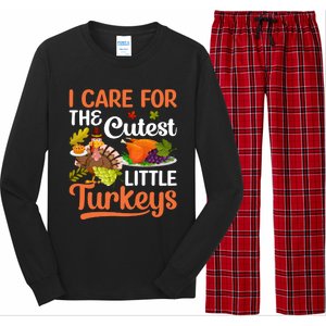 Funny Cute Thanksgiving I Care For The St Little Turkeys Long Sleeve Pajama Set