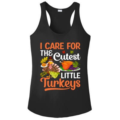 Funny Cute Thanksgiving I Care For The St Little Turkeys Ladies PosiCharge Competitor Racerback Tank