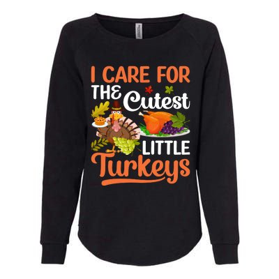 Funny Cute Thanksgiving I Care For The St Little Turkeys Womens California Wash Sweatshirt