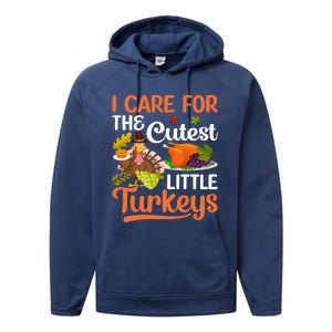 Funny Cute Thanksgiving I Care For The St Little Turkeys Performance Fleece Hoodie