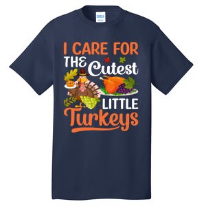 Funny Cute Thanksgiving I Care For The St Little Turkeys Tall T-Shirt