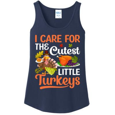 Funny Cute Thanksgiving I Care For The St Little Turkeys Ladies Essential Tank