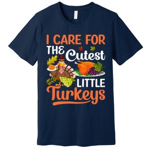 Funny Cute Thanksgiving I Care For The St Little Turkeys Premium T-Shirt