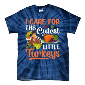 Funny Cute Thanksgiving I Care For The St Little Turkeys Tie-Dye T-Shirt