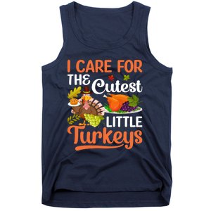 Funny Cute Thanksgiving I Care For The St Little Turkeys Tank Top