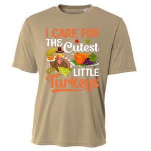 Funny Cute Thanksgiving I Care For The St Little Turkeys Cooling Performance Crew T-Shirt