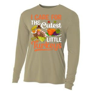 Funny Cute Thanksgiving I Care For The St Little Turkeys Cooling Performance Long Sleeve Crew