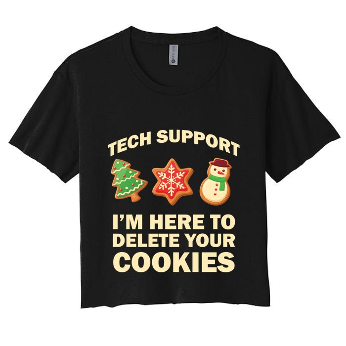 Funny Christmas Tech Support For Computer Programmer Cute Gift Women's Crop Top Tee