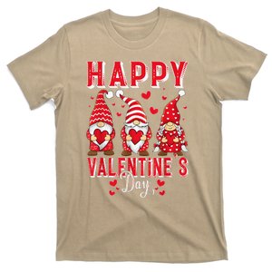 Funny Cute Three Gnomes Holding Hearts Happy Valentines Day T-Shirt