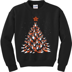 Fox Christmas Tree Fox Xmas Tree Kids Sweatshirt