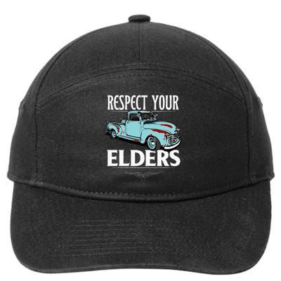 Funny Classic Truck Guy Respect Your Elders 7-Panel Snapback Hat