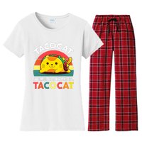 Funny Cute Tacocat Spelled Backward Is Tacocat Women's Flannel Pajama Set