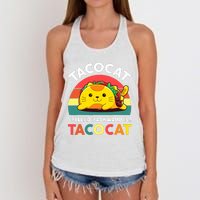 Funny Cute Tacocat Spelled Backward Is Tacocat Women's Knotted Racerback Tank