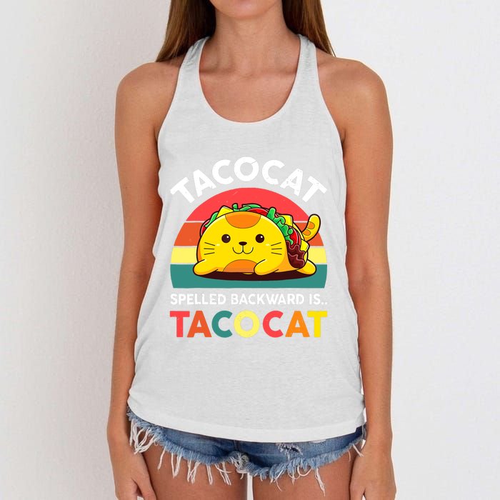 Funny Cute Tacocat Spelled Backward Is Tacocat Women's Knotted Racerback Tank