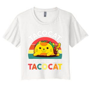 Funny Cute Tacocat Spelled Backward Is Tacocat Women's Crop Top Tee