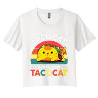 Funny Cute Tacocat Spelled Backward Is Tacocat Women's Crop Top Tee