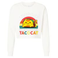 Funny Cute Tacocat Spelled Backward Is Tacocat Cropped Pullover Crew