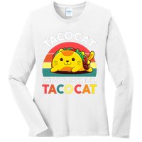 Funny Cute Tacocat Spelled Backward Is Tacocat Ladies Long Sleeve Shirt