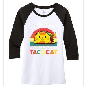 Funny Cute Tacocat Spelled Backward Is Tacocat Women's Tri-Blend 3/4-Sleeve Raglan Shirt