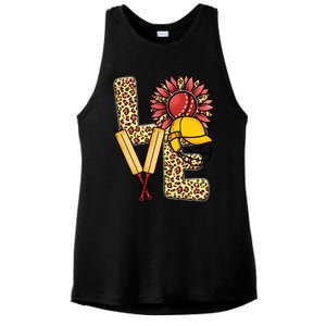 Funny Cricket T Shirts Plus Size, Love Cricket Leopard Sunflower Sports Ball Ladies PosiCharge Tri-Blend Wicking Tank