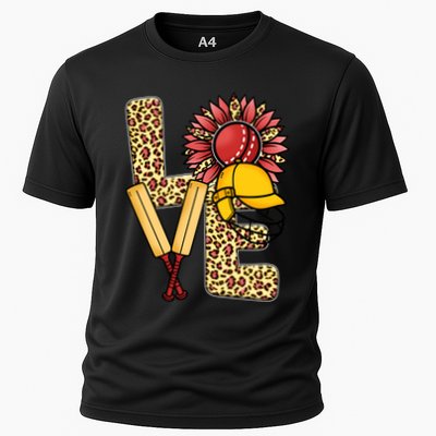 Funny Cricket T Shirts Plus Size, Love Cricket Leopard Sunflower Sports Ball Performance Shirt