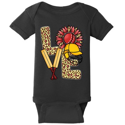 Funny Cricket T Shirts Plus Size, Love Cricket Leopard Sunflower Sports Ball Baby Bodysuit