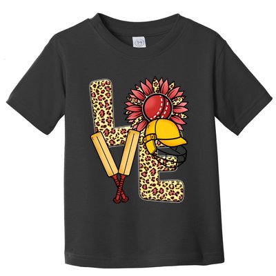 Funny Cricket T Shirts Plus Size, Love Cricket Leopard Sunflower Sports Ball Toddler T-Shirt