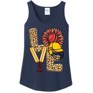 Funny Cricket T Shirts Plus Size, Love Cricket Leopard Sunflower Sports Ball Ladies Essential Tank